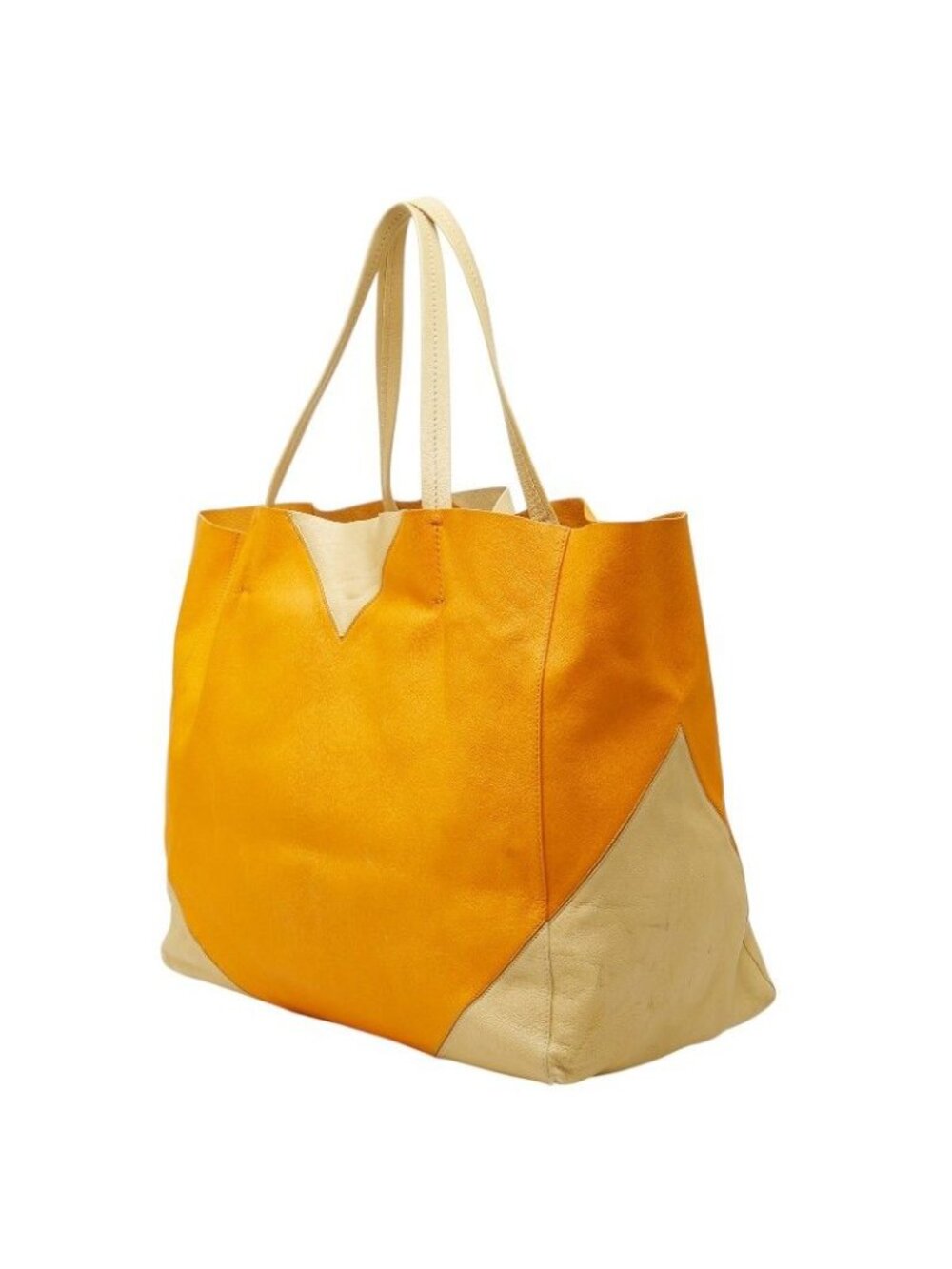 Celine Horizontal Cabas Shoulder Bag Tote Yellow Beige Leather - Picture 2 of 10